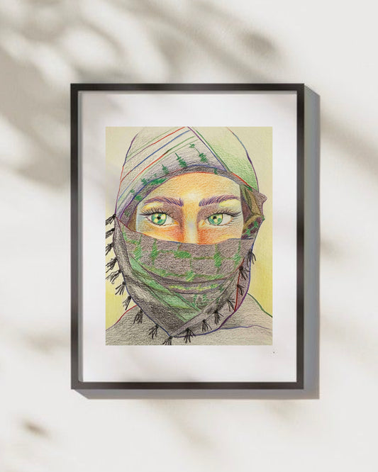 Original Art "Girl with Keffiyeh" (Framed)